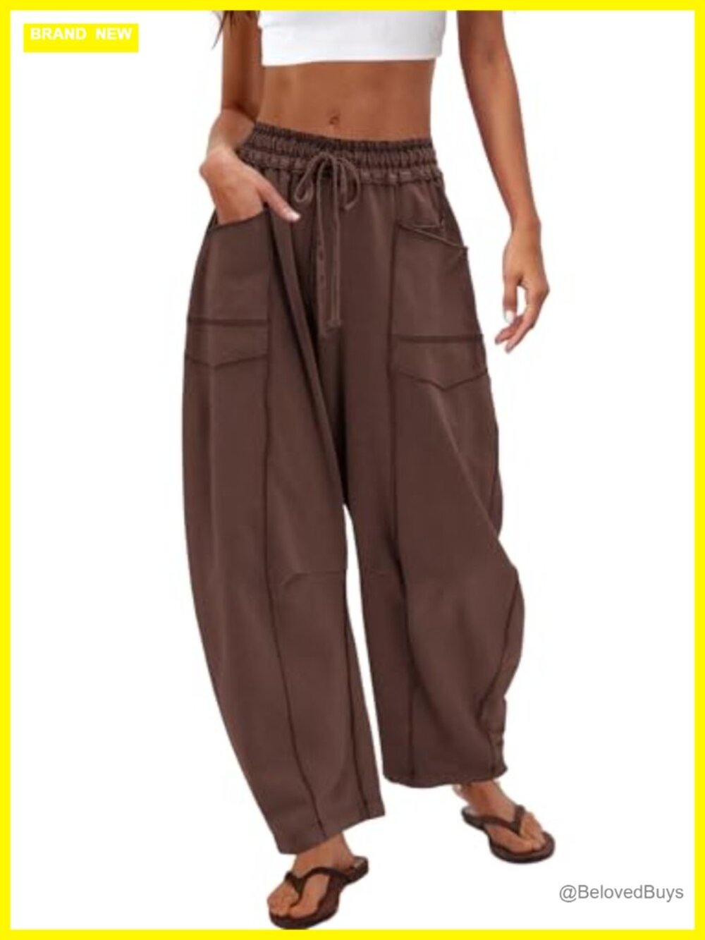 Wide Leg Barrel Sweatpants High Waist Baggy Pull On Casual